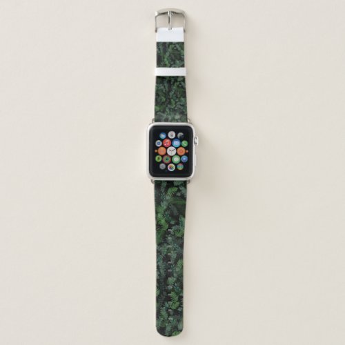 Modern Tropical Greenery Black Green Foliage  Apple Watch Band