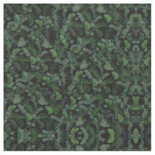 Modern Tropical Greenery Black Green Foliage  Fabric