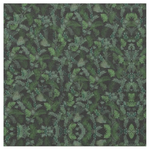 Modern Tropical Greenery Black Green Foliage  Fabric