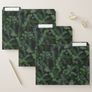 Modern Tropical Greenery Black Green Foliage File Folder