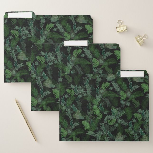 Modern Tropical Greenery Black Green Foliage  File Folder (Set)