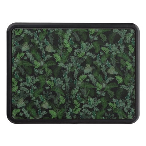 Modern Tropical Greenery Black Green Foliage  Hitch Cover