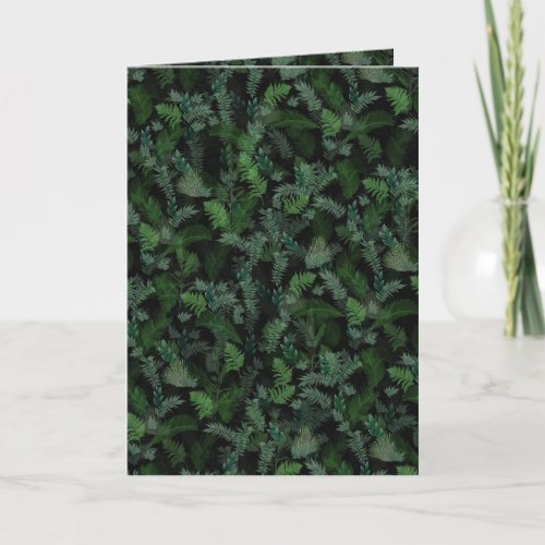 Modern Tropical Greenery Black Green Foliage  Holiday Card