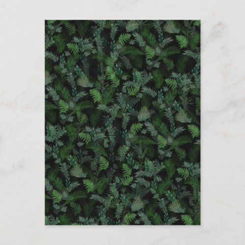 Modern Tropical Greenery Black Green Foliage  Holiday Postcard