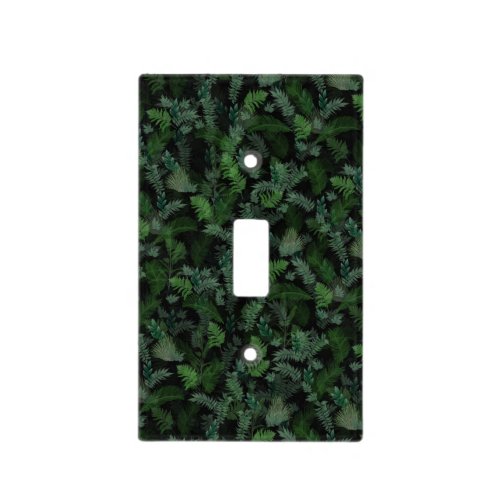Modern Tropical Greenery Black Green Foliage  Light Switch Cover