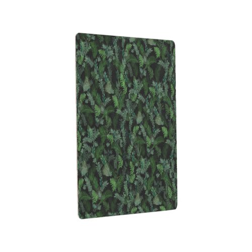 Modern Tropical Greenery Black Green Foliage  Metal Print