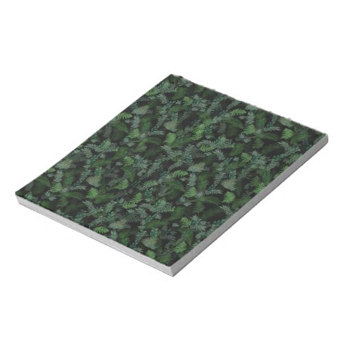 Modern Tropical Greenery Black Green Foliage  Notepad