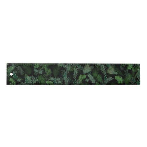 Modern Tropical Greenery Black Green Foliage  Ruler