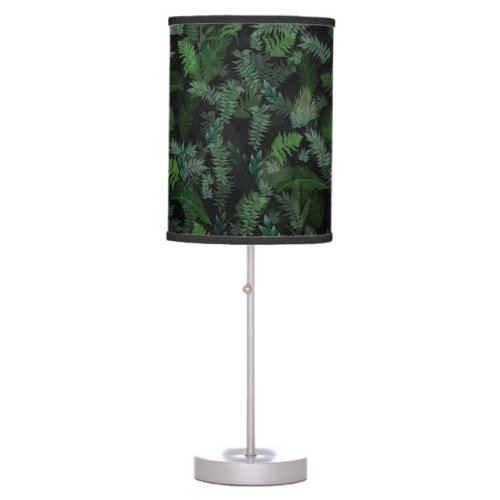 Modern Tropical Greenery Black Green Foliage  Table Lamp