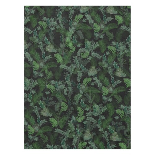 Modern Tropical Greenery Black Green Foliage  Tablecloth