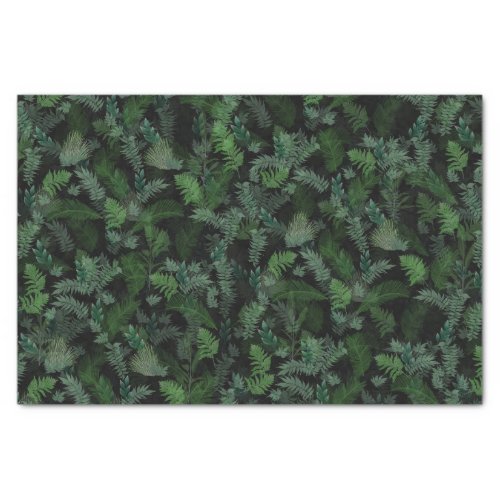 Modern Tropical Greenery Black Green Foliage  Tissue Paper