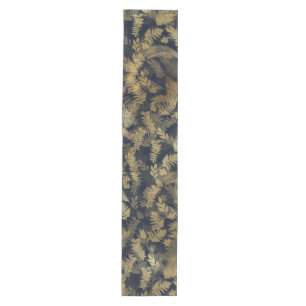 Modern Tropical Greenery Blue Gold Foliage Medium Table Runner