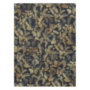 Modern Tropical Greenery Blue Gold Foliage Tablecloth