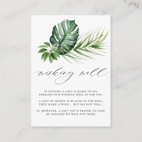 Modern Tropical Greenery Wedding Wishing Well  Enclosure Card