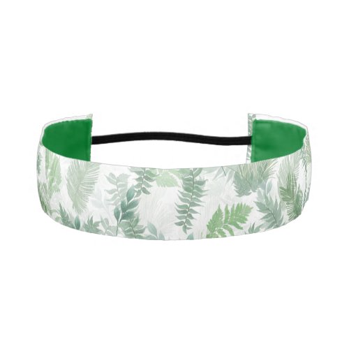 Modern Tropical Greenery White Green Foliage Athletic Headband