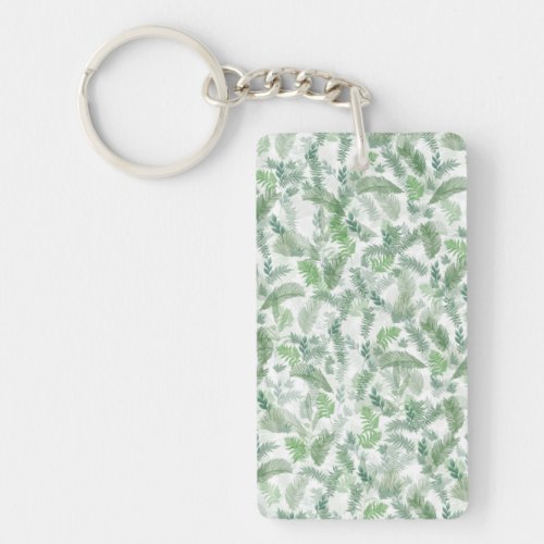 Modern Tropical Greenery White Green Foliage Keychain