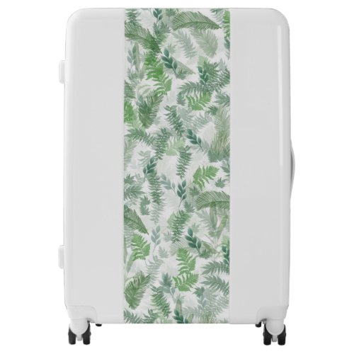 Modern Tropical Greenery White Green Foliage Luggage