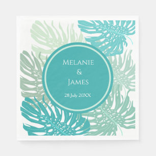 Modern Tropical Grenery Palm Leaves wedding Paper Napkins