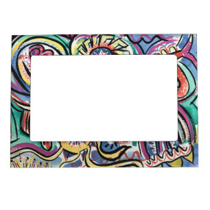 Modern Tropical-Hand Painted Abstract Art Magnetic Frame