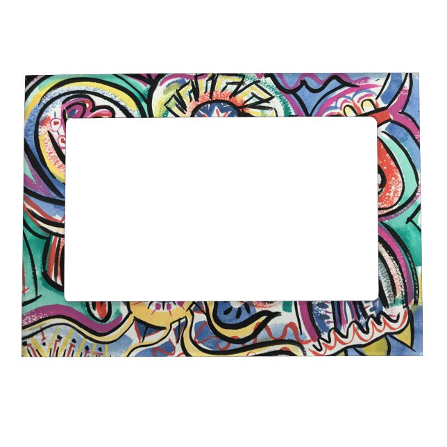 Modern Tropical-Hand Painted Abstract Art Magnetic Frame (Front)