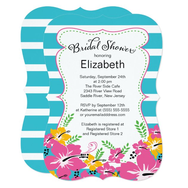 Modern Tropical Hibiscus Flowers Bridal Shower Invitation