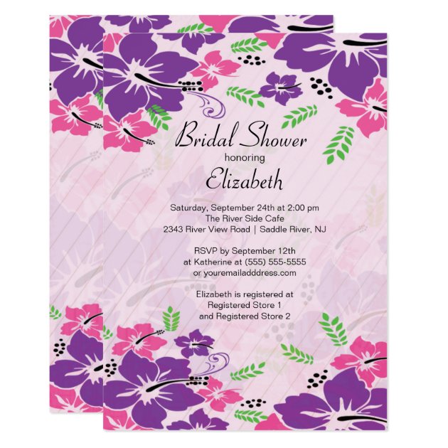 Modern Tropical Hibiscus Flowers Bridal Shower Invitation