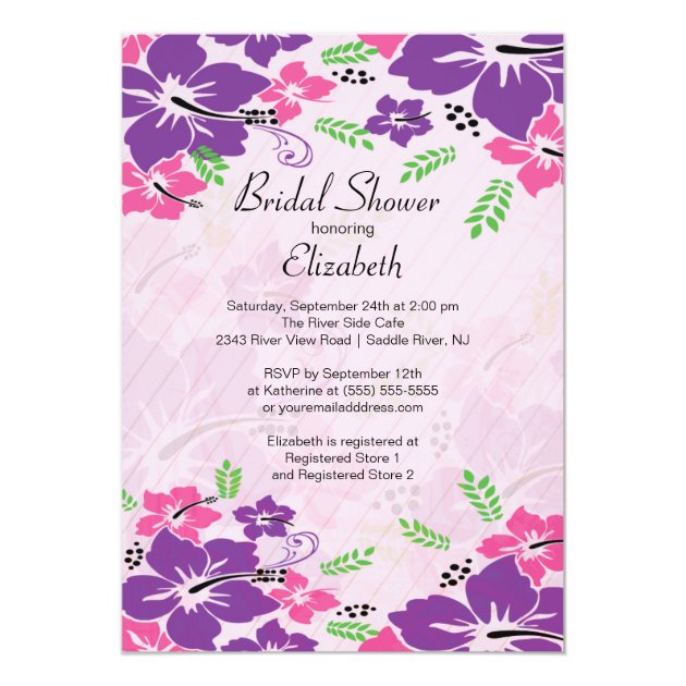 Modern Tropical Hibiscus Flowers Bridal Shower Invitation
