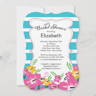 Modern Tropical Hibiscus Flowers Bridal Shower Invitation