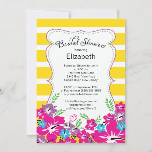 Modern Tropical Hibiscus Flowers Bridal Shower Personalized Invitation