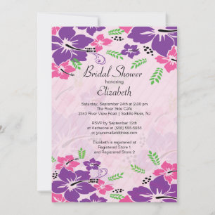 Modern Tropical Hibiscus Flowers Bridal Shower Invitation