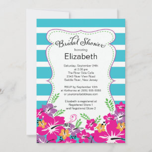 Modern Tropical Hibiscus Flowers Bridal Shower Invitation
