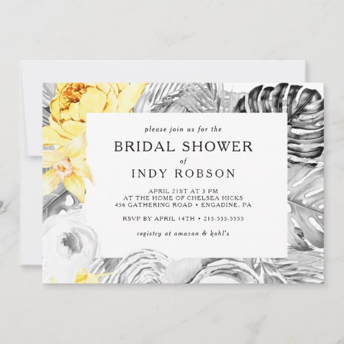 Modern Tropical Horizontal Bridal Shower Invitation