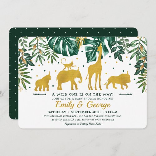 Modern Tropical Jungle Animals Baby Shower Invitation