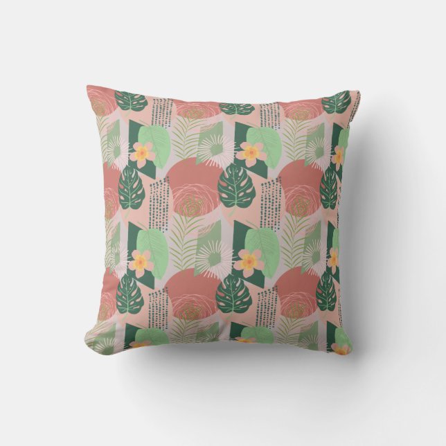 Modern Tropical Jungle Boho Botanical Artsy Throw Pillow (Front)