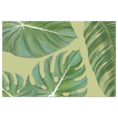 Modern Tropical Jungle Leaf Avocado Decoupage Tissue Paper