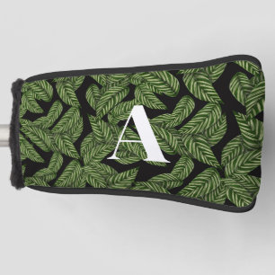 Modern Tropical Leaf Palm Plant Print Monogram Golf Head Cover