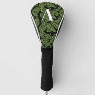 Modern Tropical Leaf Palm Plant Print Monogram  Golf Head Cover