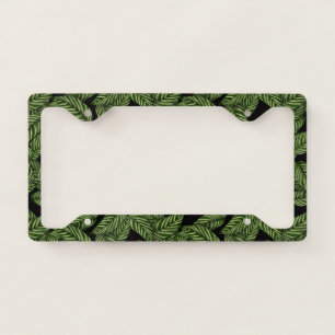 Modern Tropical Leaf Palm Plant Print Monogram  License Plate Frame