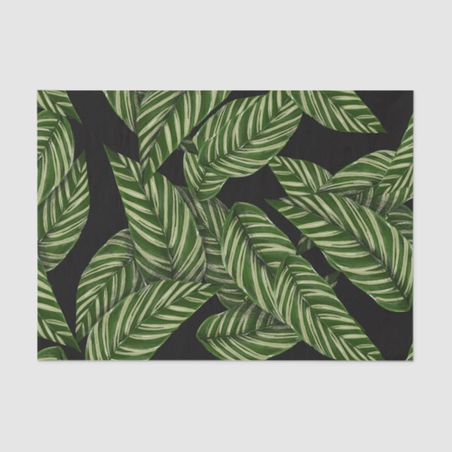 Modern Tropical Leaf Palm Plant Print Monogram  Tissue Paper (Front)
