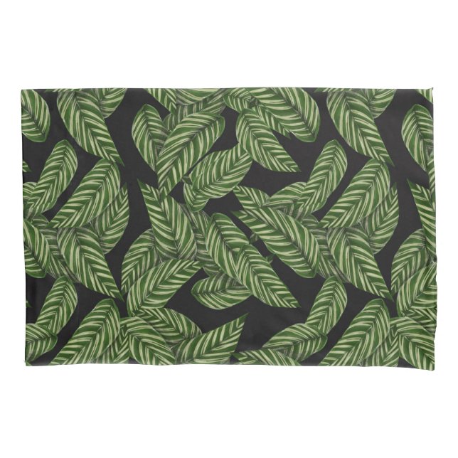 Modern Tropical Leaf Palm Plant Print Pillow Case (Front)