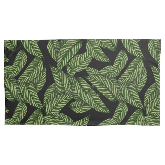 Modern Tropical Leaf Palm Plant Print Pillow Case (Front-Left)