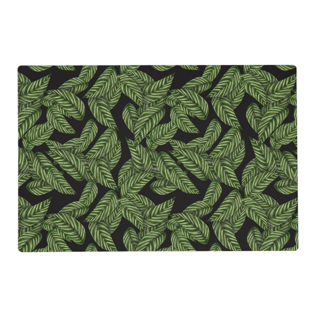 Modern Tropical Leaf Palm Plant Print Placemat (Front)
