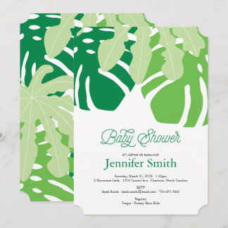 Modern Tropical Leaves Baby Shower Invitation