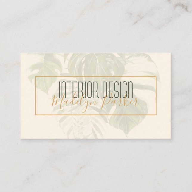 Modern Tropical Leaves Business Card (Front)
