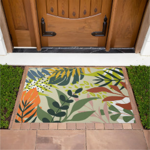 Modern Tropical leaves Contemporary Living area Doormat