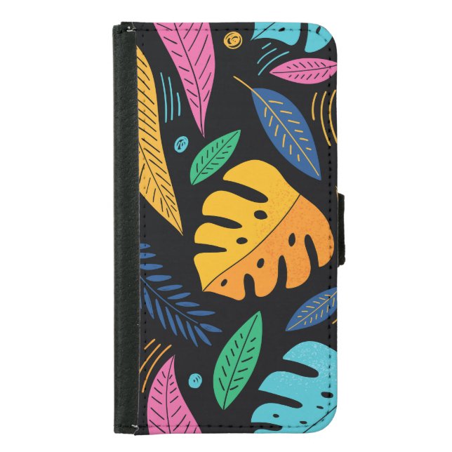 Modern tropical leaves: seamless background. samsung galaxy wallet case (Front)