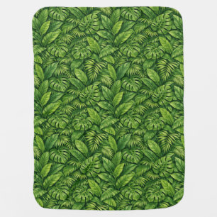 Modern Tropical Leaves Seamless Pattern Baby Blanket