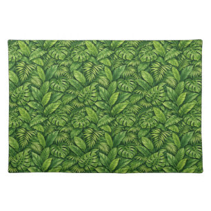 Modern Tropical Leaves Seamless Pattern Cloth Placemat