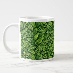 Modern Tropical Leaves Seamless Pattern Giant Coffee Mug