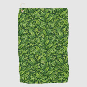Modern Tropical Leaves Seamless Pattern Golf Towel